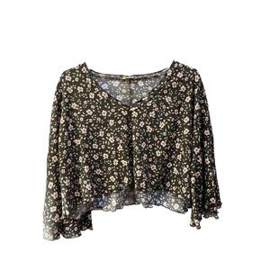 Floral Long-Sleeve Crop Top
